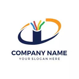 Dynamic Blue and Orange Wiring Design Featuring Colorful Cables Logo Template