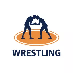 Dynamic Blue and Orange Wrestling Showdown Illustration Logo Template