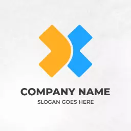 Dynamic Blue and Orange X Letter Design Concept Logo Template