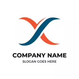 Dynamic Blue and Orange X Letter Logo Design for Brands Logo Template
