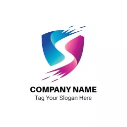 Dynamic Blue and Pink Shield Representing Security Services Logo Template