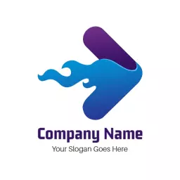 Dynamic Blue and Purple Flame Representing Fire Safety Logo Template