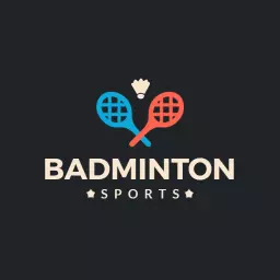 Dynamic Blue and Red Badminton Sports Logo Featuring Rackets Logo Template