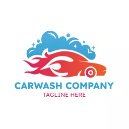 Dynamic Blue and Red Car Wash Design with Speed Elements Logo Template
