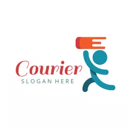 Dynamic Blue and Red Delivery Motion Emphasizing Courier Logo Template