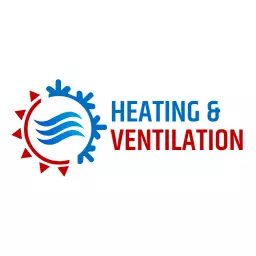 Dynamic Blue and Red HVAC Heating and Ventilation Logo Template