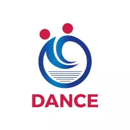 Dynamic Blue and Red Motion Symbols Representing Dance Logo Template