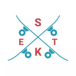 Dynamic Blue and Red Skating Logo Featuring Rollerblades Logo Template