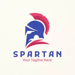 Dynamic Blue and Red Spartan Warrior Symbol Logo Template