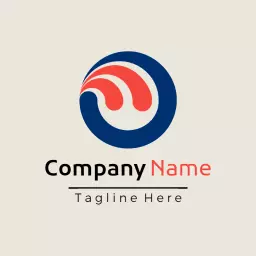 Dynamic Blue and Red Waves Illustrating Company Identity Logo Template