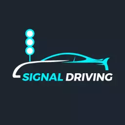 Dynamic Blue and White Car Design Representing Signal Driving Logo Template