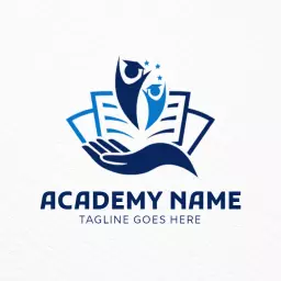 Dynamic Blue and White Design Representing Knowledge Academy Logo Template