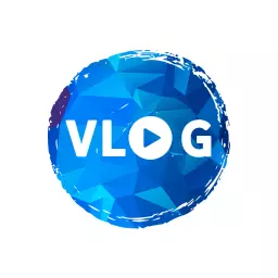 Dynamic Blue and White Geometric Design for Vlogger Logo Template