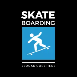 Dynamic Blue and White Skateboarding Action Design Logo Template