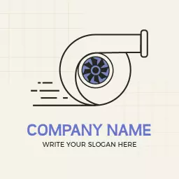 Dynamic Blue and White Turbocharger Design Representing Speed Logo Template