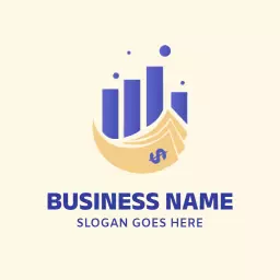 Dynamic Blue and Yellow Finance Growth Analysis Logo Template