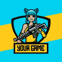 Dynamic Blue and Yellow Gaming Character for Esports Logo Template