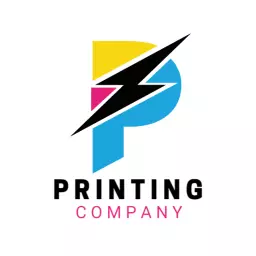 Dynamic Blue and Yellow Graphic Art for Printing Company Logo Template