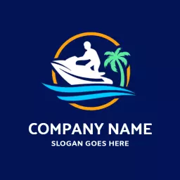 Dynamic Blue and Yellow Jet Ski Adventure Experience Logo Template