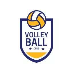 Dynamic Blue and Yellow Volleyball Club Emblem Logo Template