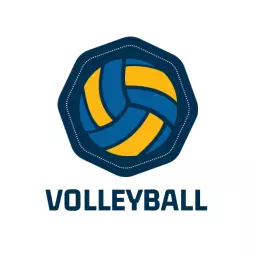 Dynamic Blue and Yellow Volleyball Design Emphasizing Sport Logo Template