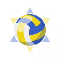 Dynamic Blue and Yellow Volleyball Illustrating Sports Spirit Logo Template
