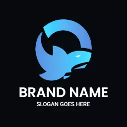 Dynamic Blue Animal Logo Illustrating Strong Aquatic Life Logo Template
