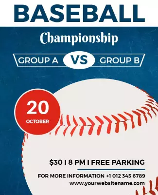 Dynamic Blue Baseball Championship Match Poster Template