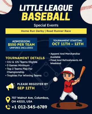Dynamic Blue Baseball Competition and Events Flyer Template