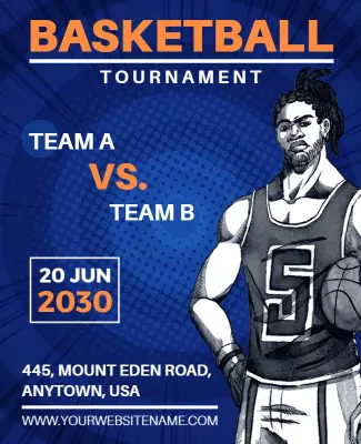 Dynamic Blue Basketball Tournament Competition Poster Template