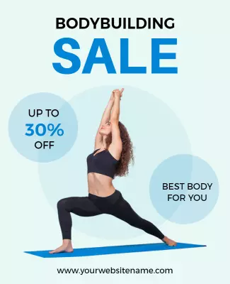 Dynamic Blue Bodybuilding Sale Fitness Promotion Poster Template