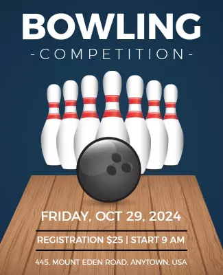 Dynamic Blue Bowling Competition Event Poster Template