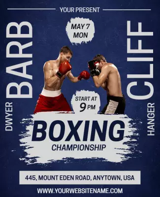 Dynamic Blue Boxing Championship Event Poster Template