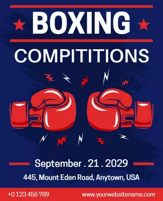 Dynamic Blue Boxing Competitions Event Poster Template