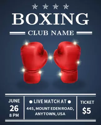 Dynamic Blue Boxing Event with Red Gloves Poster Template