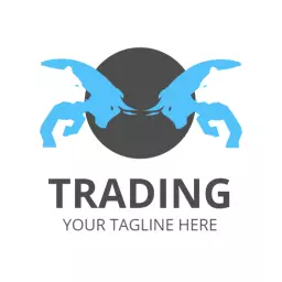 Dynamic Blue Bull and Bear Graphics for Trading Logo Template