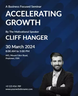 Dynamic Blue Business Seminar on Growth Poster Template