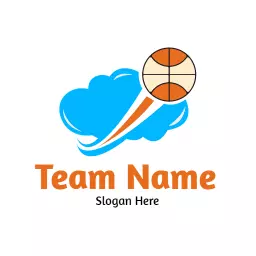 Dynamic Blue Cloud with Basketball Movement for Team Logo Template