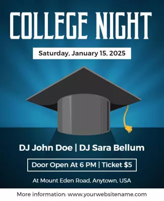 Dynamic Blue College Night Celebration Party Poster Template