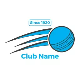 Dynamic Blue Cricket Ball Design for Team Spirit Logo Template