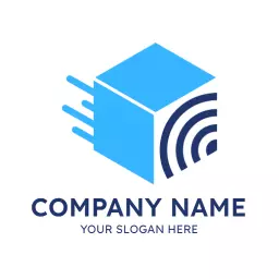Dynamic Blue Cube Design Representing Reliable Wifi Connectivity Logo Template