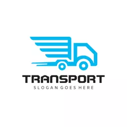 Dynamic Blue Delivery Truck Symbolizing Efficient Transportation Logo Template