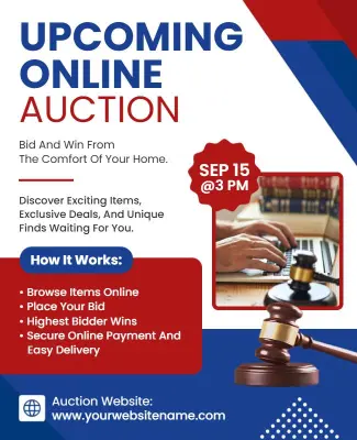Dynamic Blue Digital Bidding Event Auction Flyer Template