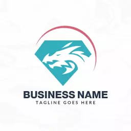 Dynamic Blue Dragon Design in a Diamond Shape Logo Template