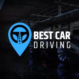 Dynamic Blue Driving Theme Featuring Cars and Roads Logo Template