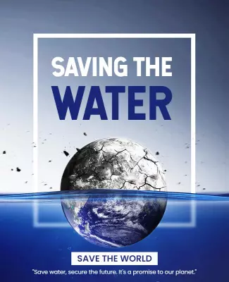Dynamic Blue Environmental Awareness Water Conservation Poster Template