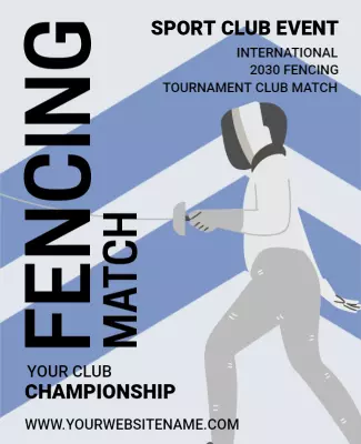 Dynamic Blue Fencing Match Club Championship Poster Template