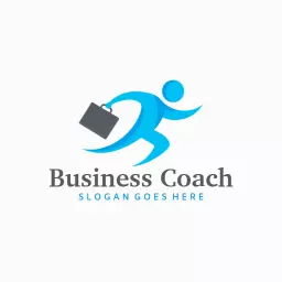 Dynamic Blue Figure Representing Business Coaching Logo Template