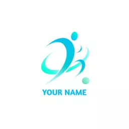Dynamic Blue Figure Representing Football Action Logo Template