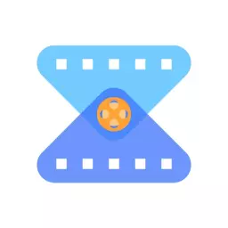 Dynamic Blue Film Reel Design Highlighting Entertainment Logo Template